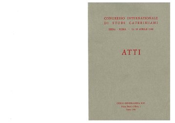 CONGRESSO INTERNAZIONALE DI STUDI CATERINIANI
