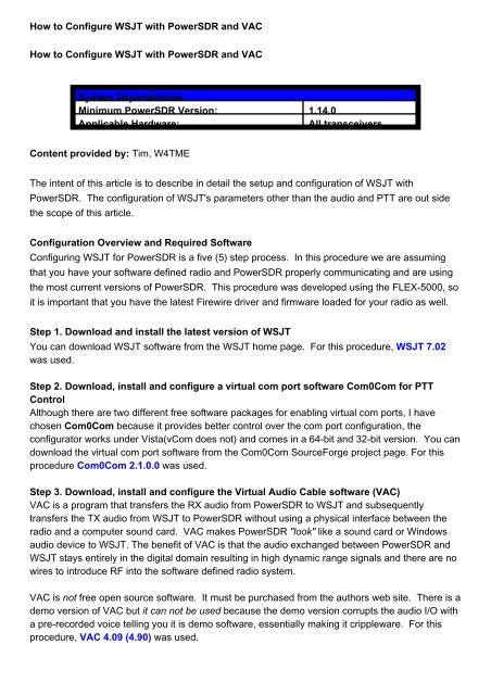 How to Configure WSJT with PowerSDR and VAC How to Configure ...