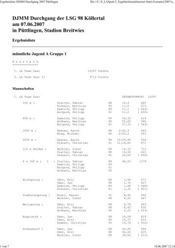 Ergebnisliste DJMM Durchgang 2007 PÃ¼ttlingen