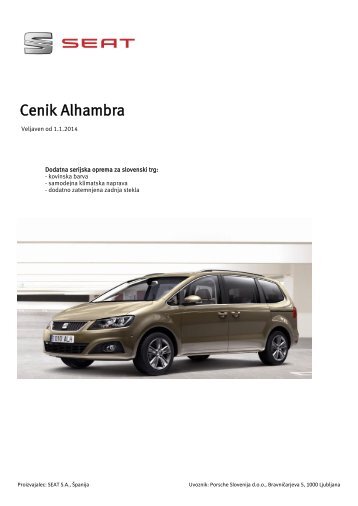Informativni cenik Alhambra - Seat
