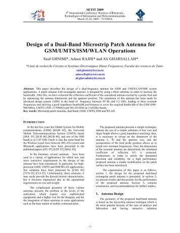 Design of a Dual-Band Microstrip Patch Antenna for GSM/UMTS/ISM ...