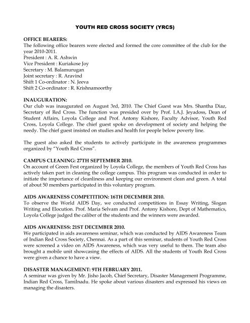 Business Essay Examples Science Fair Essay also Healthcare Essay Topics Youth Red Cross Society Yrcs Office Loyola College High School Essay