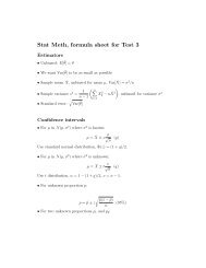 Stat Meth, formula sheet for Test 3