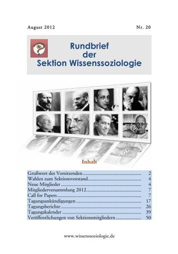 Rundbrief Nr. 20 - Sektion Wissenssoziologie der Deutschen ...