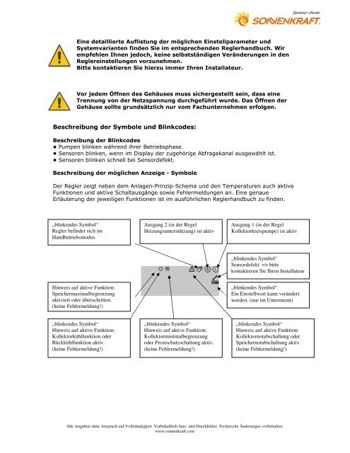 Betriebshinweise fÃ¼r den Anlagenbetreiber - Marc Hinrichs