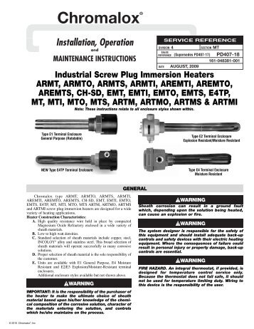 ARMT-3 Installation Manual - Chromalox Precision Heat and Control