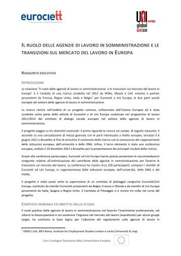 il ruolo delle agenzie di lavoro in somministrazione e le ... - Eurociett