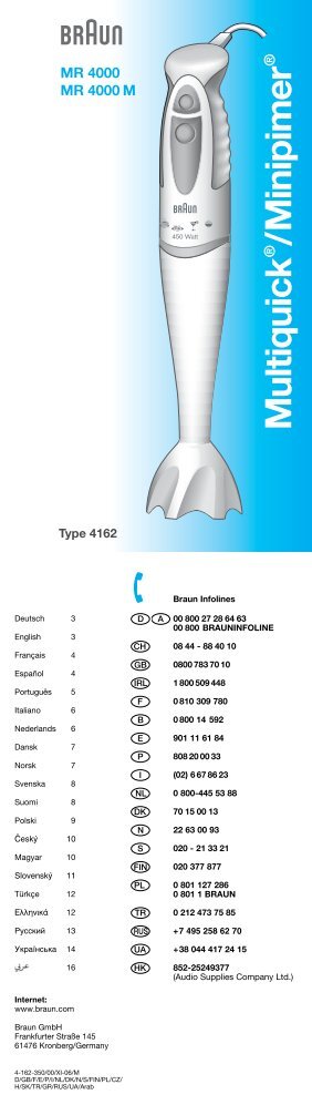 Minipimer - Braun Consumer Service spare parts use instructions ...