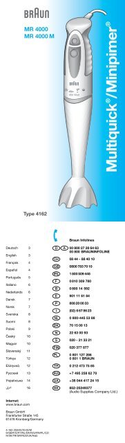 Minipimer - Braun Consumer Service spare parts use instructions ...