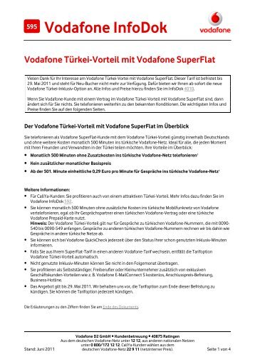 Infodok 595: Vodafone Türkei-Vorteil mit Vodafone Superflat