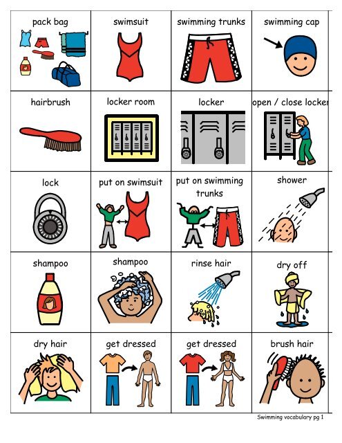 Swimming Vocabulary Pdf Set Bc