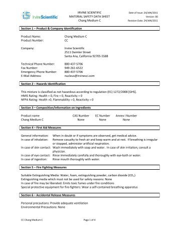 CHANG Medium C - Irvine Scientific