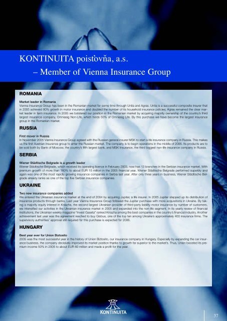 Výročná správa 2005 - Komunálna Poisťovňa