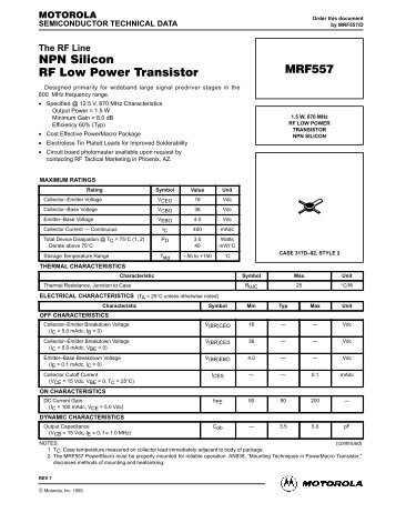NPN Silicon RF Low Power Transistor MRF557 - CB Tricks