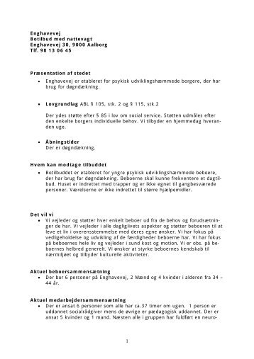 Servicedeklaration for Enghavevej - Aalborg Kommune