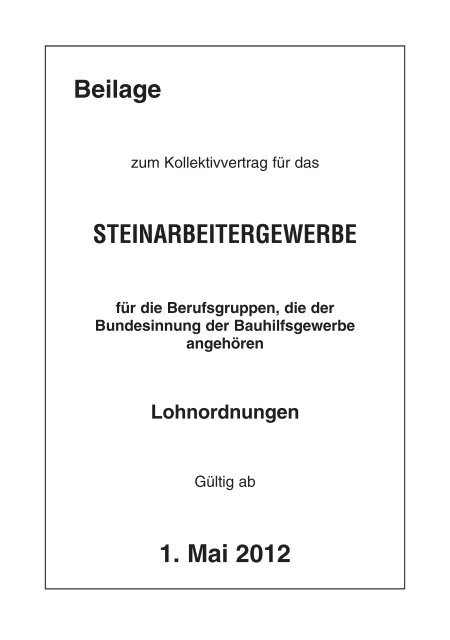 Lohntabelle Steinarbeiter ab 01.05.2012