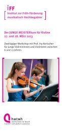Der JUNGE MEISTERkurs für Violine 27. und 28. März 2013 - IFF