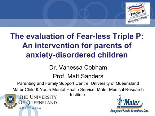 The evaluation of  Fear-less Triple P - Parenting and Family Support ...