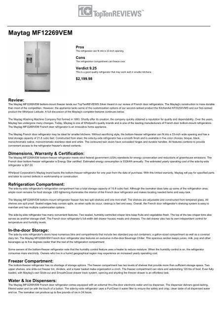 maytag refrigerator power consumption