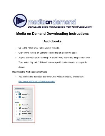 Media on Demand Downloading Instructions Audiobooks
