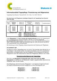 Informationsblatt Tagespflege: Finanzierung und Allgemeines