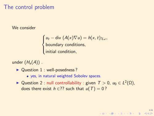 Null controllability properties of some degenerate parabolic equations.