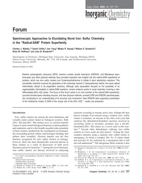 Spectroscopic Approaches to Elucidating Novel Iron-Sulfur ...