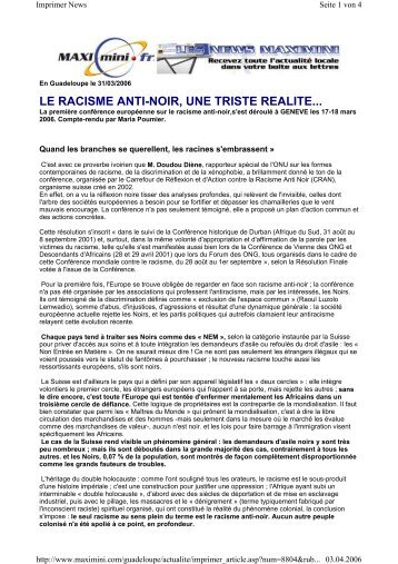 LE RACISME ANTI-NOIR, UNE TRISTE REALITE... - CRAN