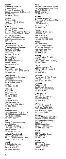 AB7 - Braun Consumer Service spare parts use instructions manuals