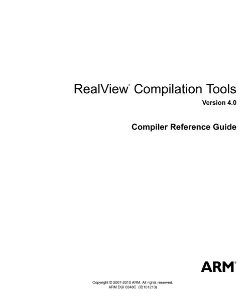 RealView Compilation Tools - ARM Information Center