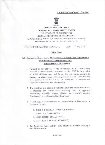 Office Order 3 - Income Tax Department