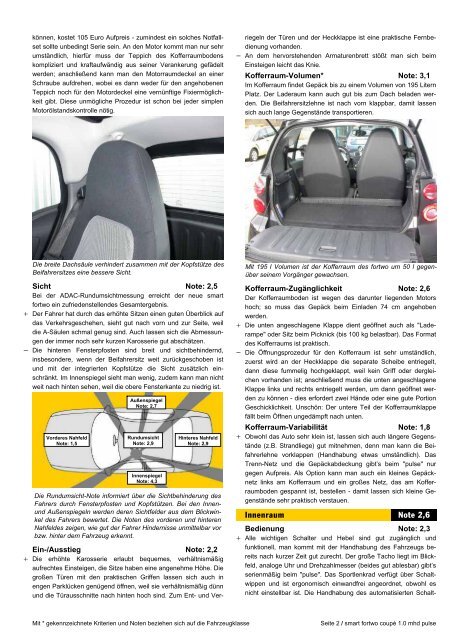 Umfassender Test smart fortwo coupÃ© 1.0 mhd pulse - ADAC