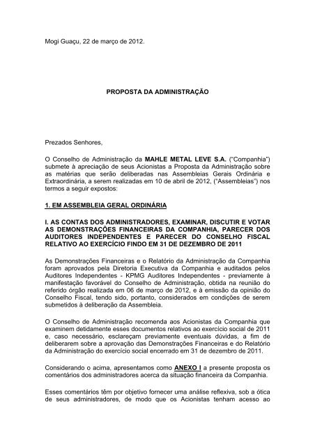 Capa Proposta Administração 2012 - mahle