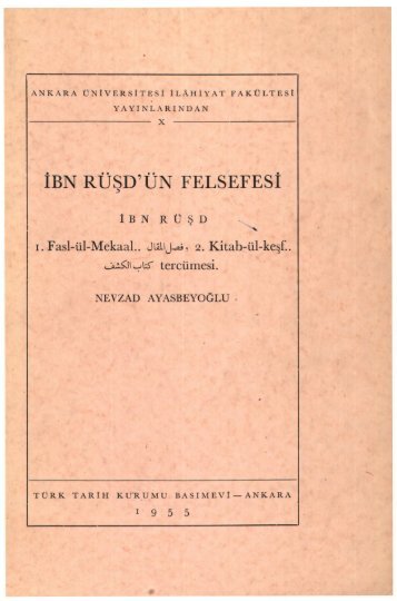 PDF Dosyası - Ankara Üniversitesi Kitaplar Veritabanı