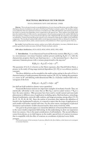 FRACTIONAL BROWNIAN VECTOR FIELDS 1. Introduction. A one ...