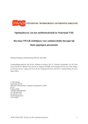 Herziene SWAB-richtlijnen voor antimicrobiÃ«le therapie bij thuis ...