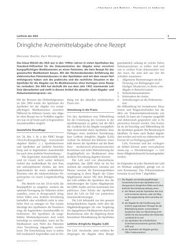 Dringliche Arzneimittelabgabe ohne Rezept - pharmaSuisse