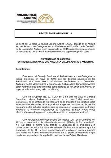 PROYECTO DE OPINION N° 28 El pleno del Consejo Consultivo ...