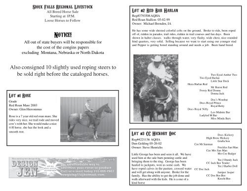Horseswill follow the cataloged horses. - Sioux Falls Regional ...