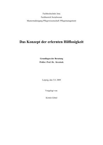 2. Das Konzept der erlernten Hilflosigkeit - Pflegebildung-mobil