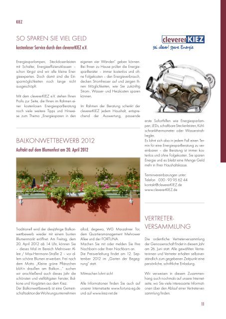 Nr. 01/2012 - FORTUNA Wohnungsunternehmen eG