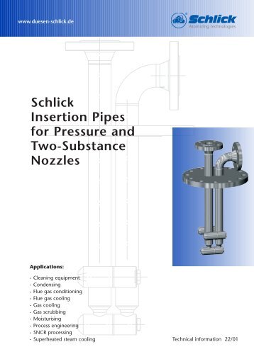 Schlick Insertion Pipes for Pressure and Two-Substance Nozzles