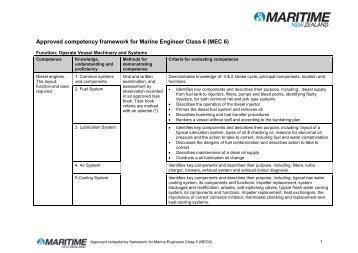 Approved competency framework for Marine Engineer Class 6 (MEC ...