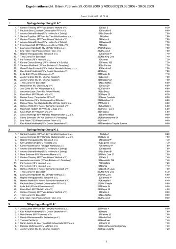 Ergebnisübersicht: Bilsen,PLS vom 29.-30.08 ... - Pferdezentrum Fister
