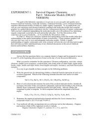 EXPERIMENT 1: Survival Organic Chemistry Part I: Molecular Models