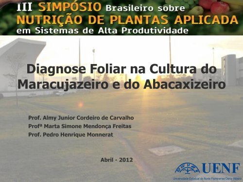 Diagnose foliar na cultura do abacaxi e do maracujÃ¡ - Nutricao de ...