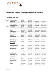 Schulferien der Primarschule - Sekundarschule Seuzach