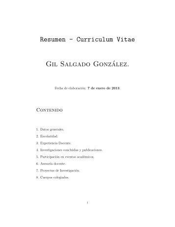 Resumen - Curriculum Vitae Gil Salgado GonzÃ¡lez. - Facultad de ...