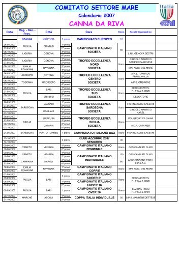 Calendario Nazionale - FIPSAS Napoli