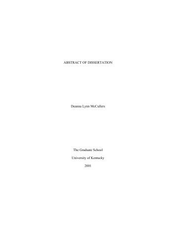 ABSTRACT OF DISSERTATION Deanna Lynn McCullers The ...